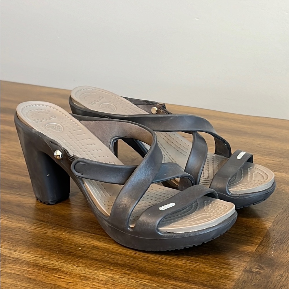 Crocs Womens Cypress IV Heels #14558 Brown Shoes Sandals Size 8